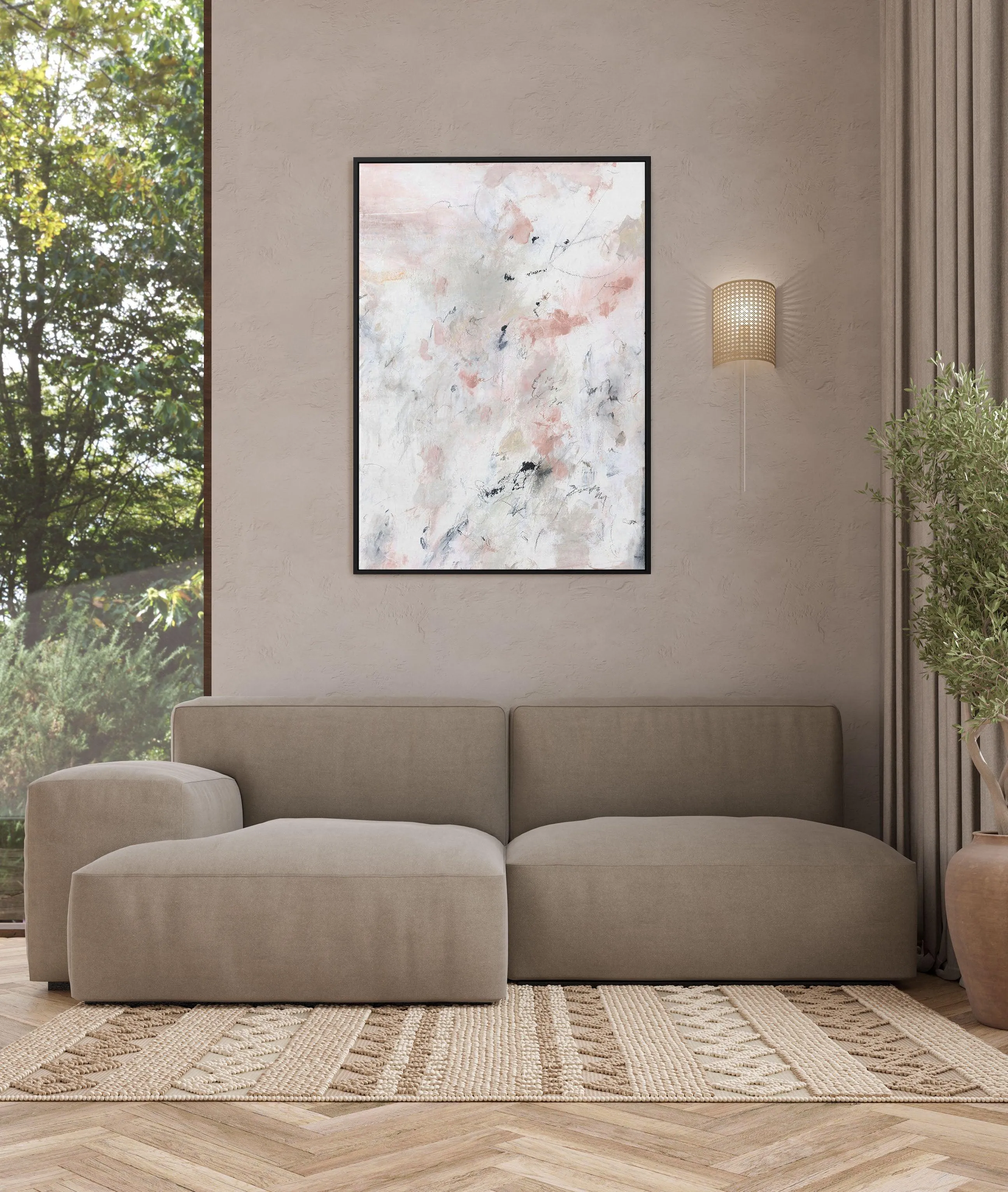 Abstract Blush II | Framed Canvas Art Print