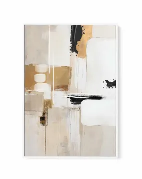 Abstract In Beige 3 By Sally Ann Moss | Framed Canvas Art Print