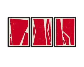 Abstract Squares Red Trio Set