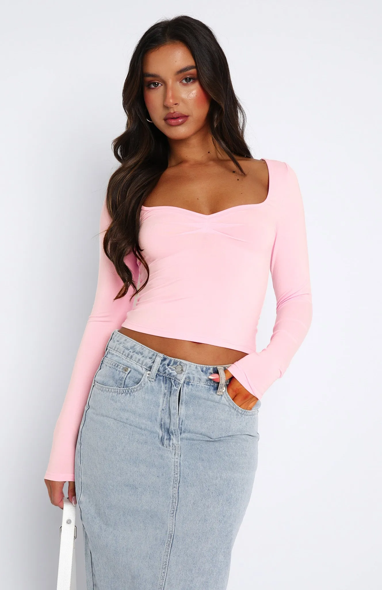 Bring It Down Long Sleeve Top Baby Pink