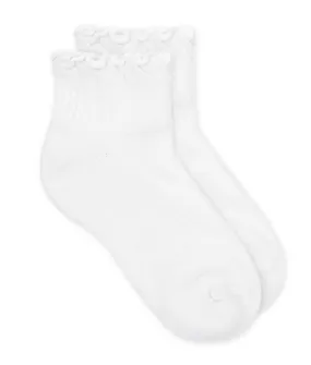 Girls Ripple Edge Turn Cuff Socks - White