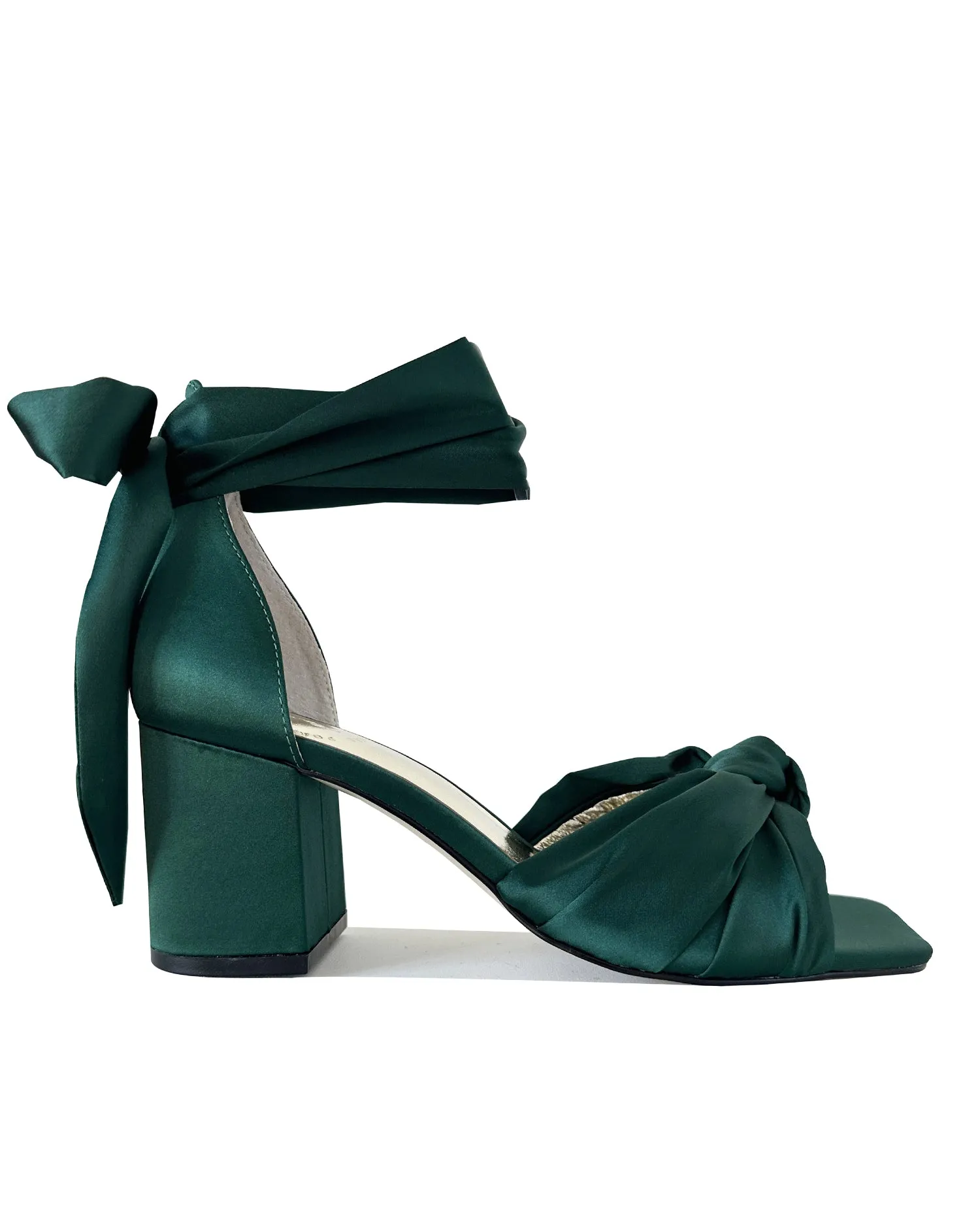 HONEY - EMERALD GREEN BOW SATIN WEDDING SHOES