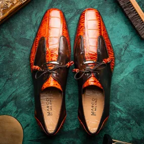 Marco Di Milano Anzio Derby Brandy Alligator And Calfskin Shoes