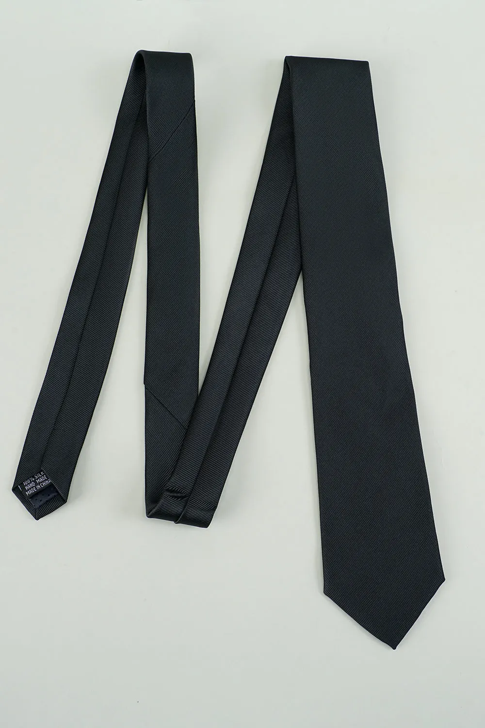 Men's Black Solid Satin Party Tie