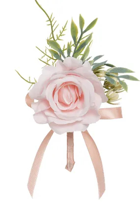 Men's Pink Corsage Buttonhole Brooch Pins Dry Flower Wedding Party