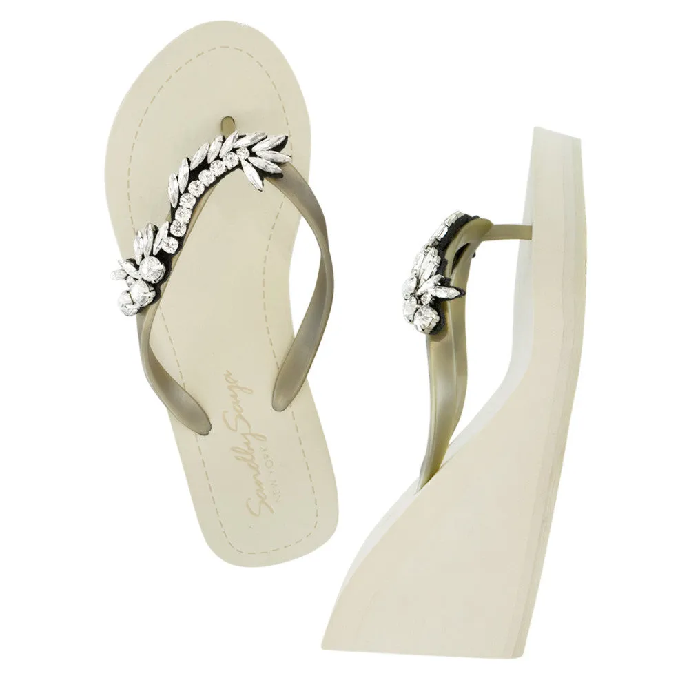 Nomad - Rhine Stone Embellished Women's High Wedge Flip Flops Sandal