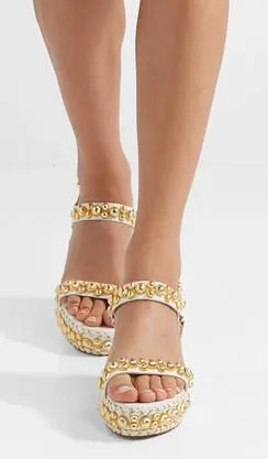 'Rondaclou' 60 Studded Leather Wedge Sandals