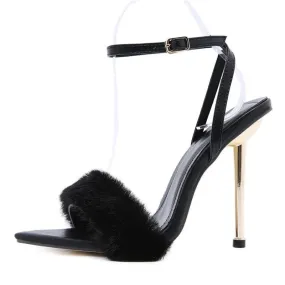 Sexy Open Toe Fur Sandals