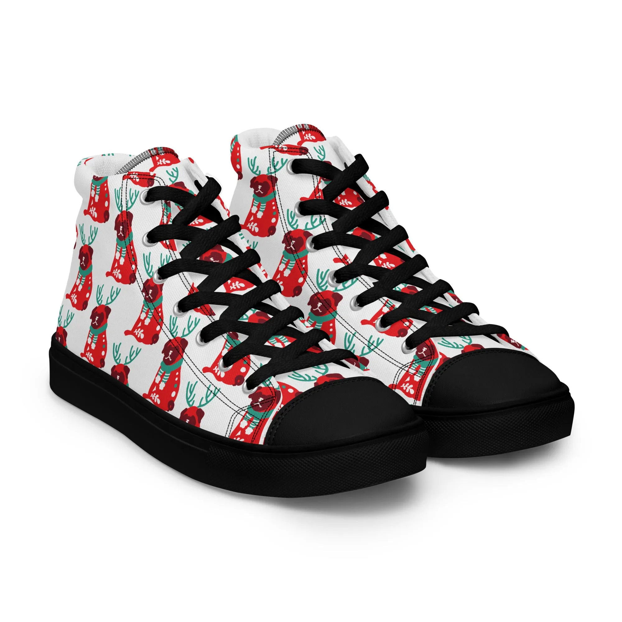 Women Christmas High Top Canvas Shoes (Glamourange Holiday Magic Canvas Shoes For Women - 0013)