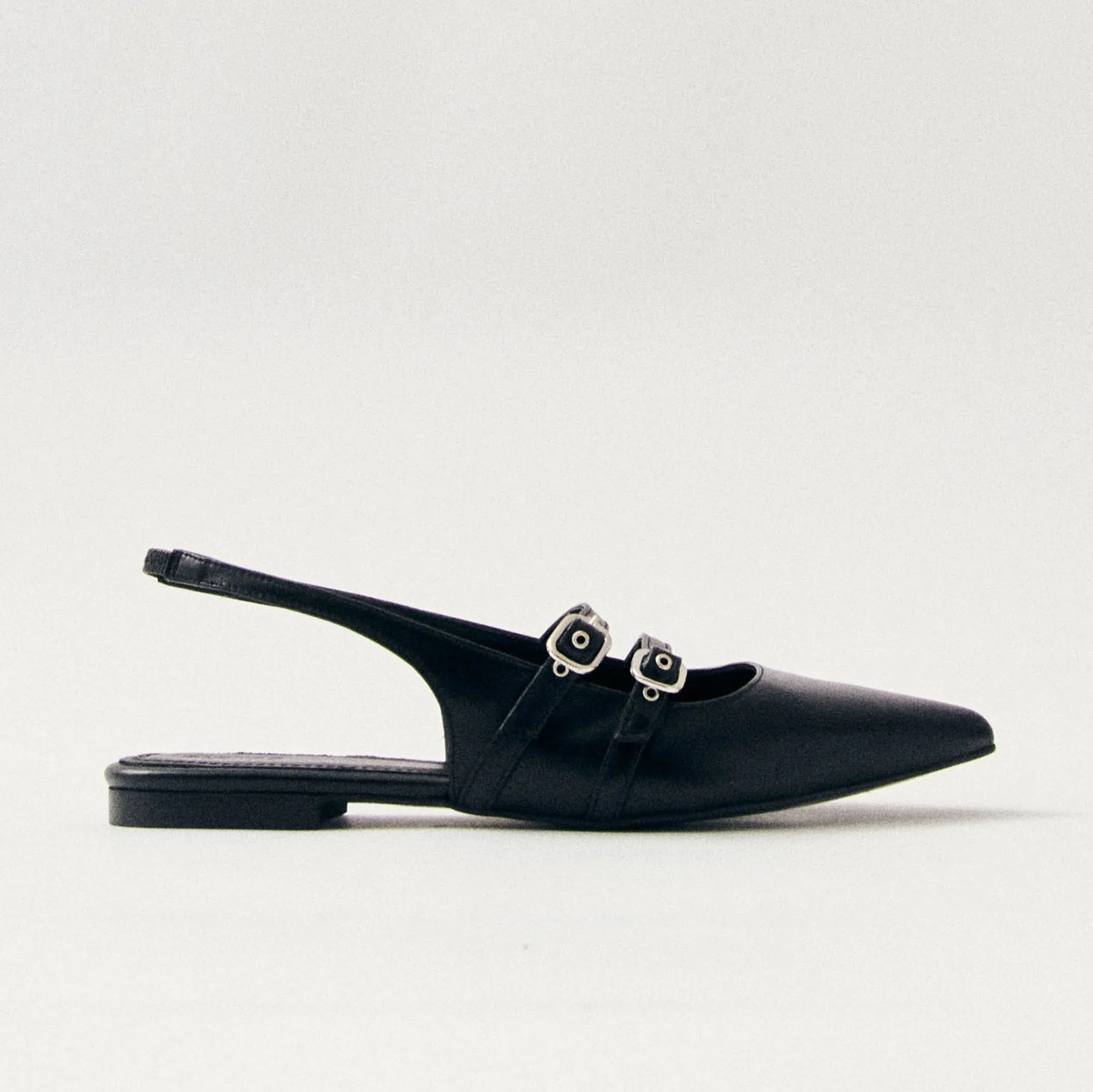 Wren Black Leather Ballet Flats