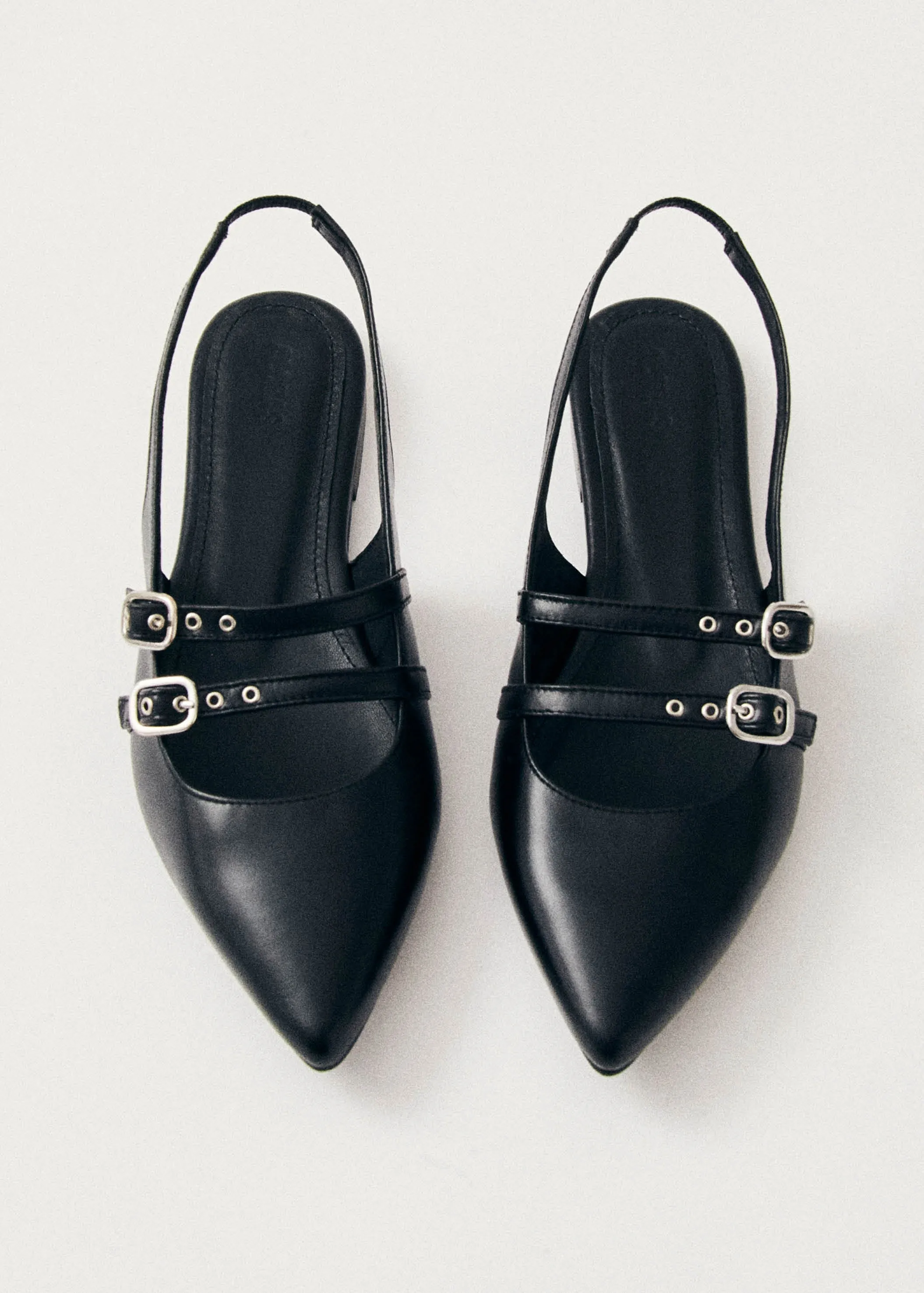 Wren Black Leather Ballet Flats